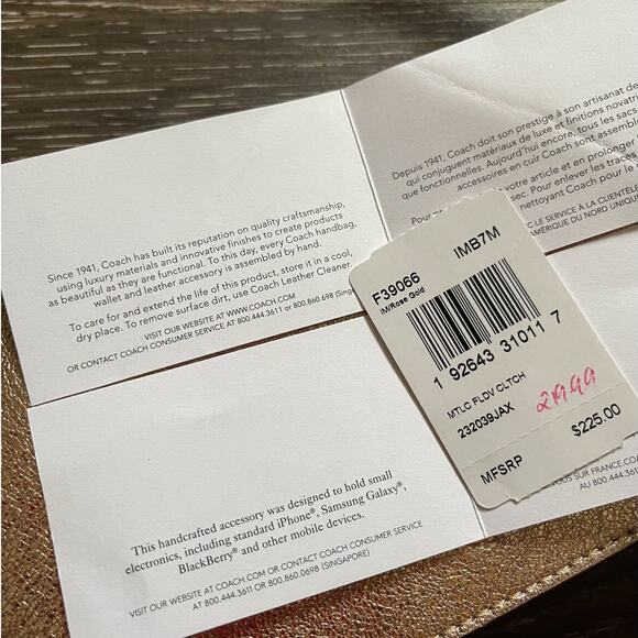 NWT Coach Foldover Clutch Rose Gold Crossbody - Picture 4 of 10